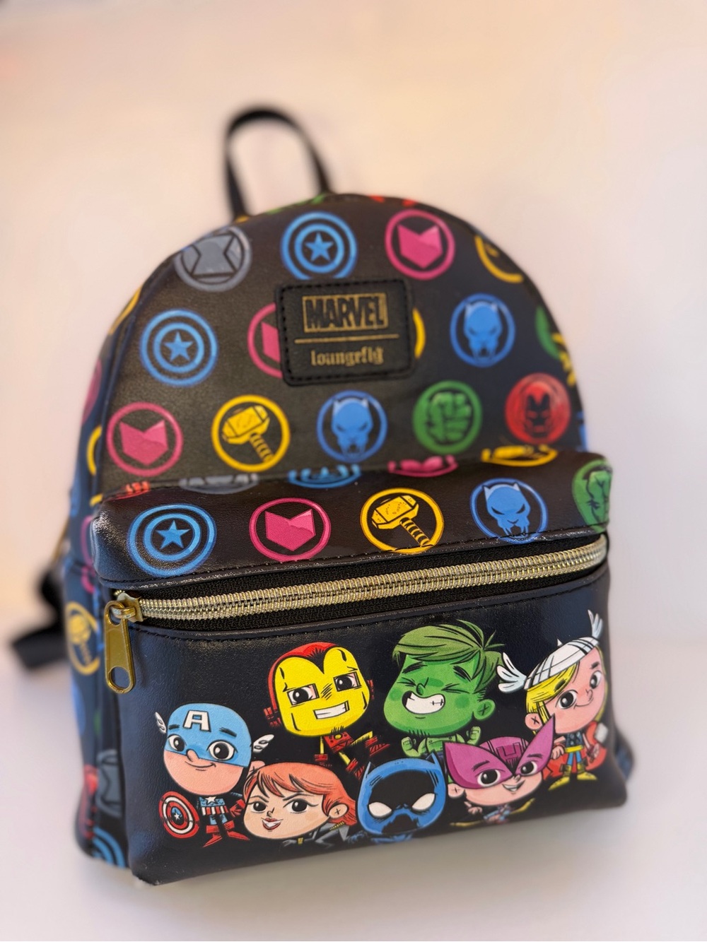 Loungefly Marvel Black Multicolor Mini Backpack